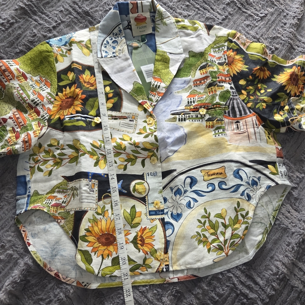 Farm Rio Latin Trip Scarves Shirt XS NWT - Picture 5 of 8
